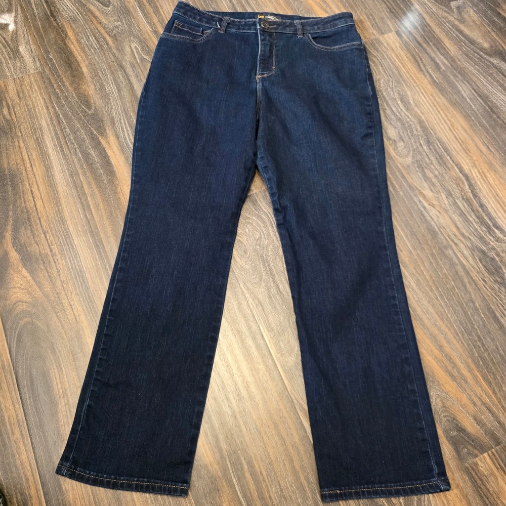 Lee Petite Instantly Slims Relaxed Straight Leg High Rise Jeans Dark Wash 12P